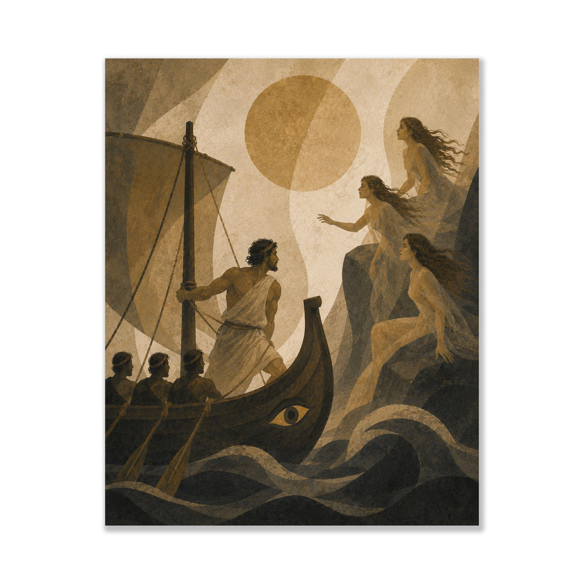 Odysseus And The Sirens Art Print | Greek Mythology | Odyssey Gods and Goddess | Home Decor