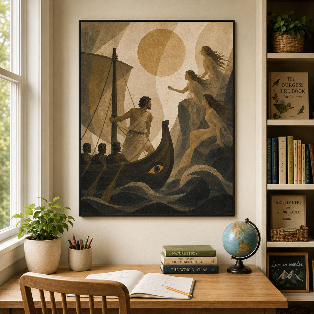 Odysseus And The Sirens Art Print | Greek Mythology | Odyssey Gods and Goddess | Home Decor