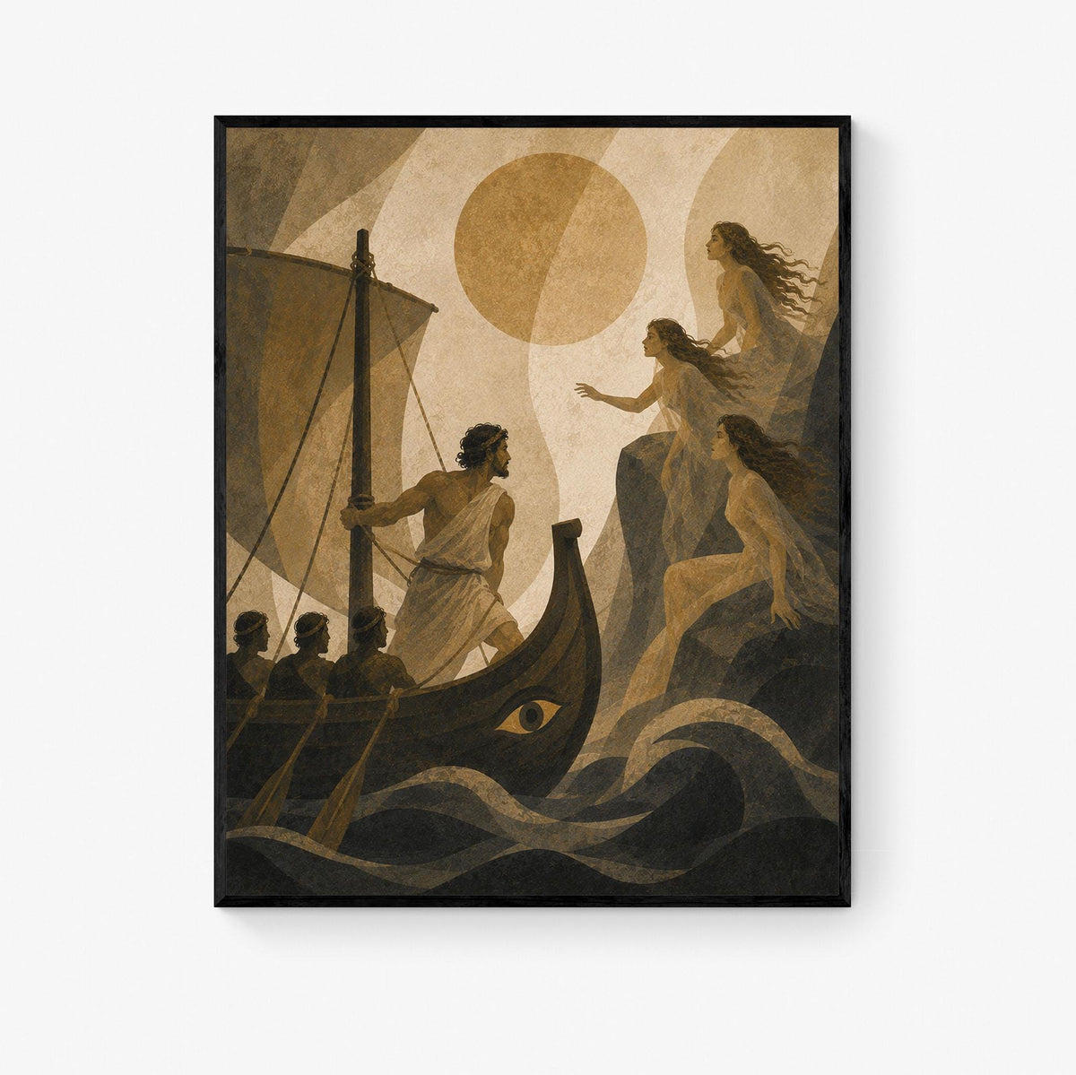 Odysseus And The Sirens Art Print | Greek Mythology | Odyssey Gods and Goddess | Home Decor