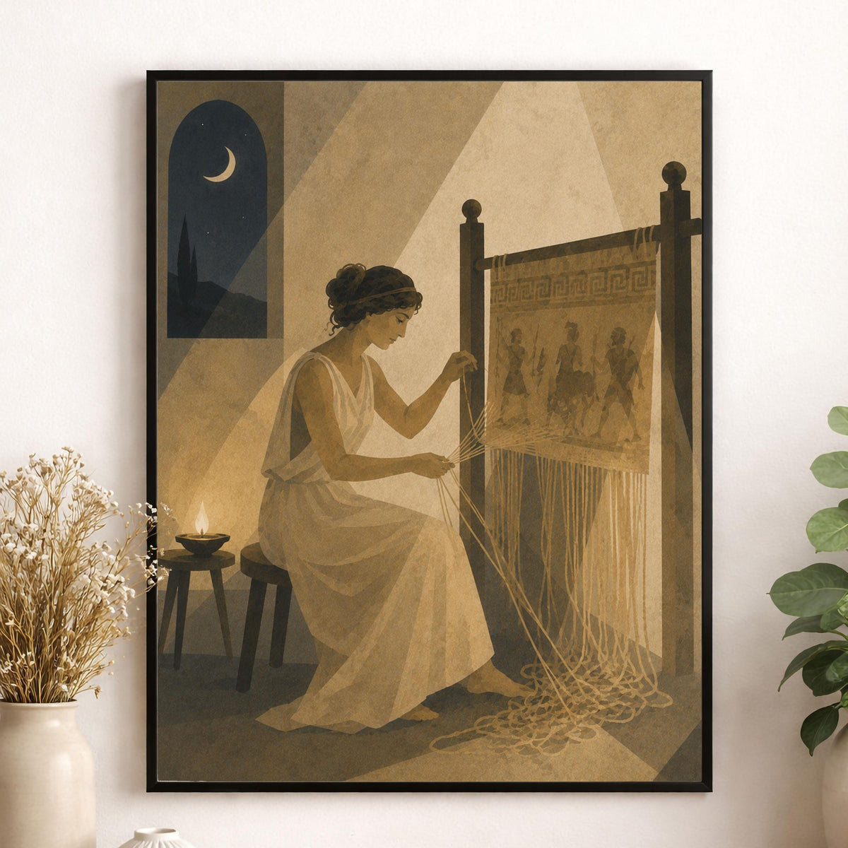 Penelope Unraveling Her Tapestry Art Print | Greek Mythology | Odyssey Gods and Goddess | Home Decor