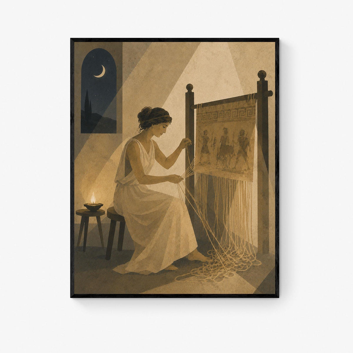 Penelope Unraveling Her Tapestry Art Print | Greek Mythology | Odyssey Gods and Goddess | Home Decor
