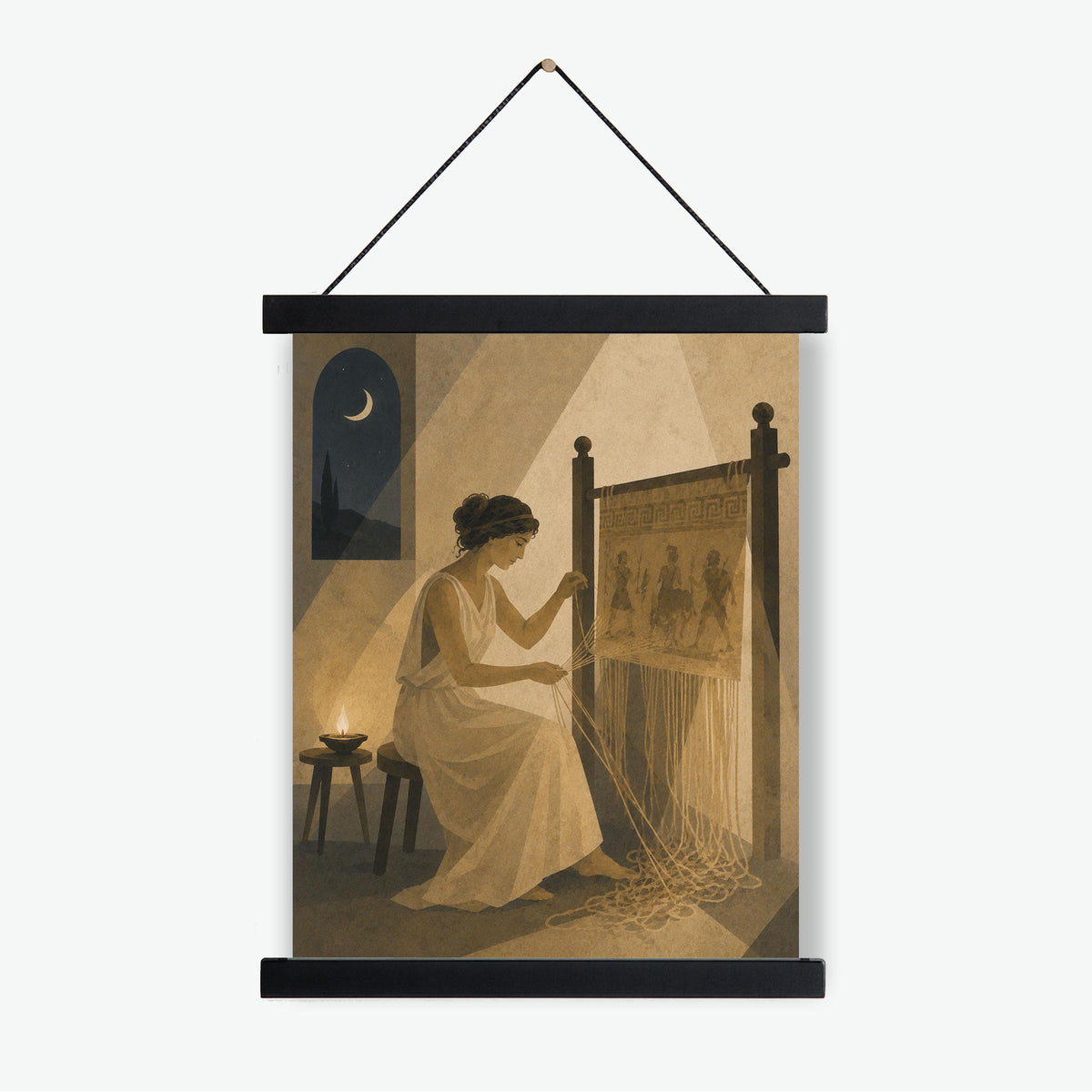 Penelope Unraveling Her Tapestry Art Print | Greek Mythology | Odyssey Gods and Goddess | Home Decor