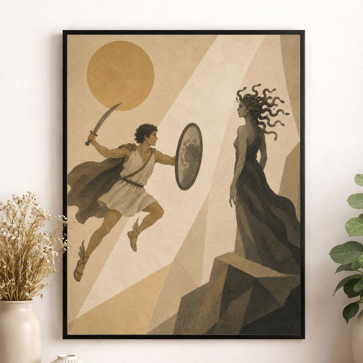 Perseus Fighting Medusa Art Print | Greek Mythology | Gods and Goddess | Home Decor