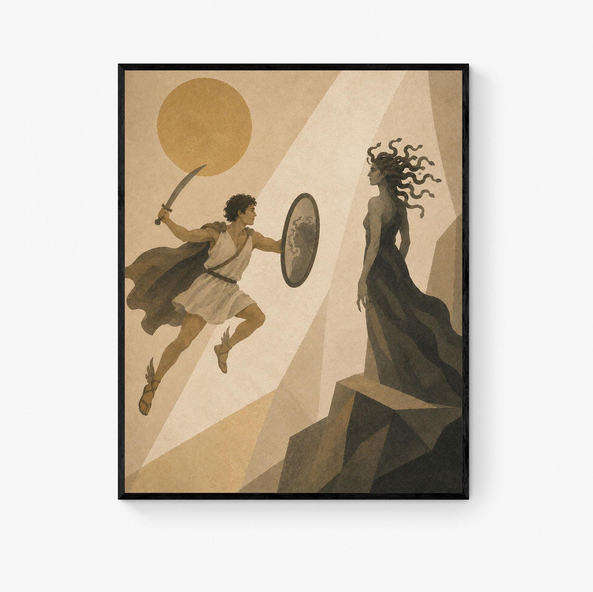 Perseus Fighting Medusa Art Print | Greek Mythology | Gods and Goddess | Home Decor