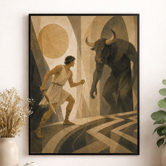 Theseus And The Minotaur Art Print | Greek Mythology | Gods and Goddess | Home Decor