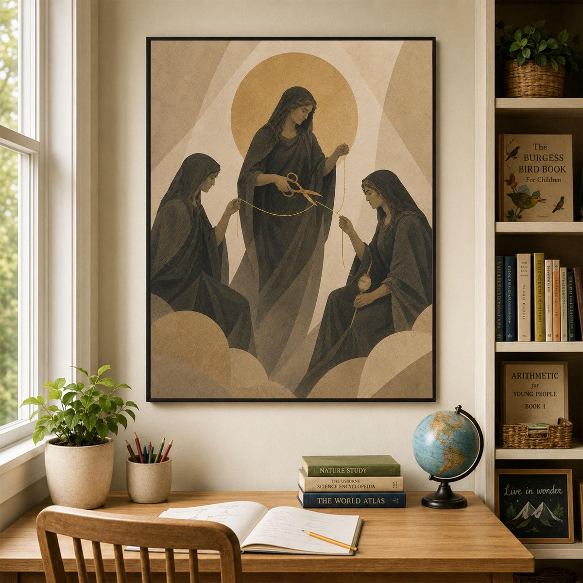 Three Fates And Thread Of Life Art Print | Greek Mythology | Gods and Goddess | Home Decor