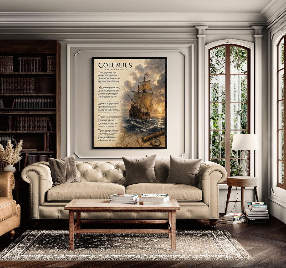 Columbus Poem Art Print by Joaquin Miller, Sail On Literary Wall Art, Christopher Columbus Ship Print, Nautical Poetry Decor