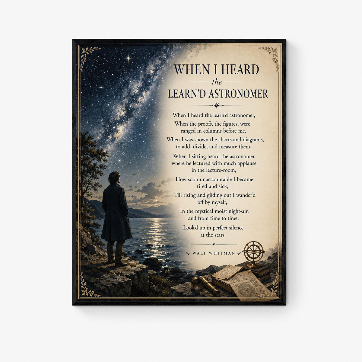 When I Heard The Learnd Astronomer Walt Whitman Wall Art Print | Literary Gift | Landscape Home Decor
