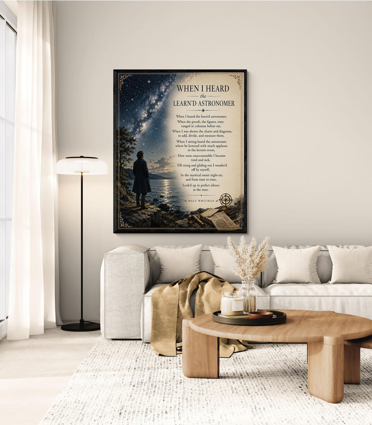 When I Heard The Learnd Astronomer Walt Whitman Wall Art Print | Literary Gift | Landscape Home Decor