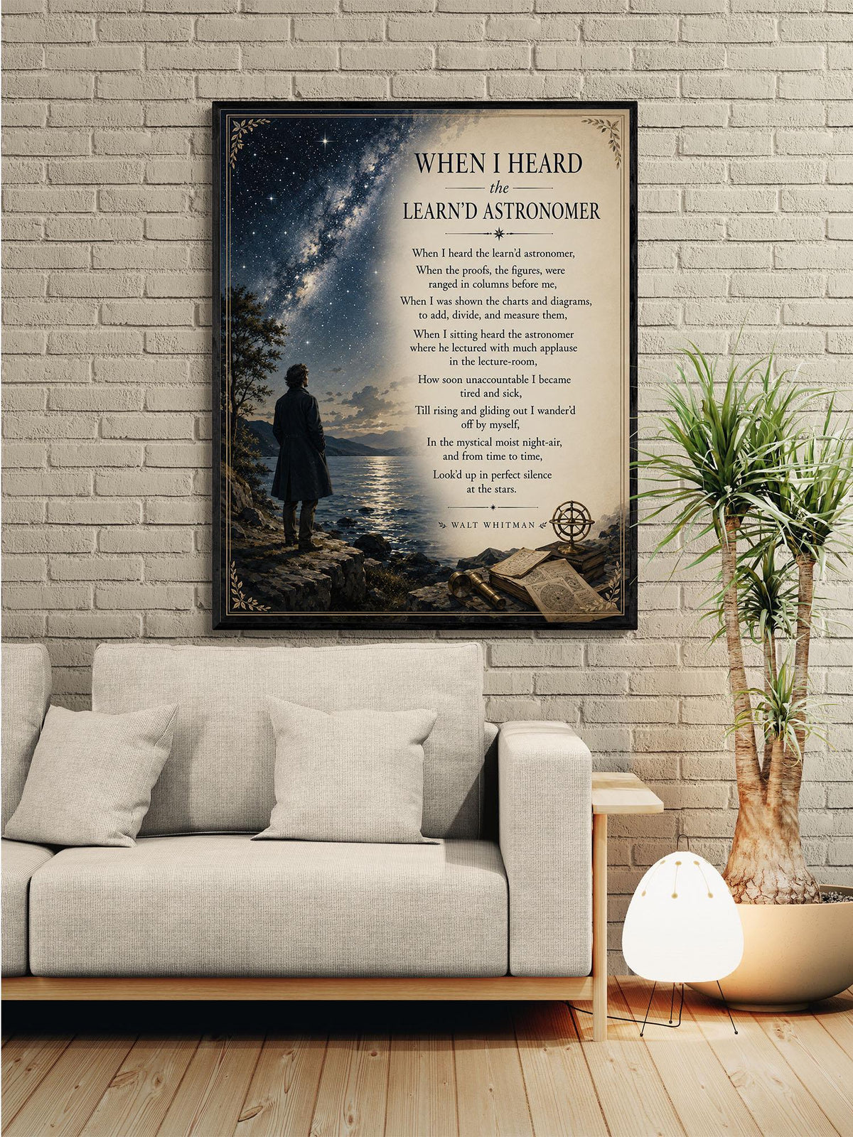 When I Heard The Learnd Astronomer Walt Whitman Wall Art Print | Literary Gift | Landscape Home Decor