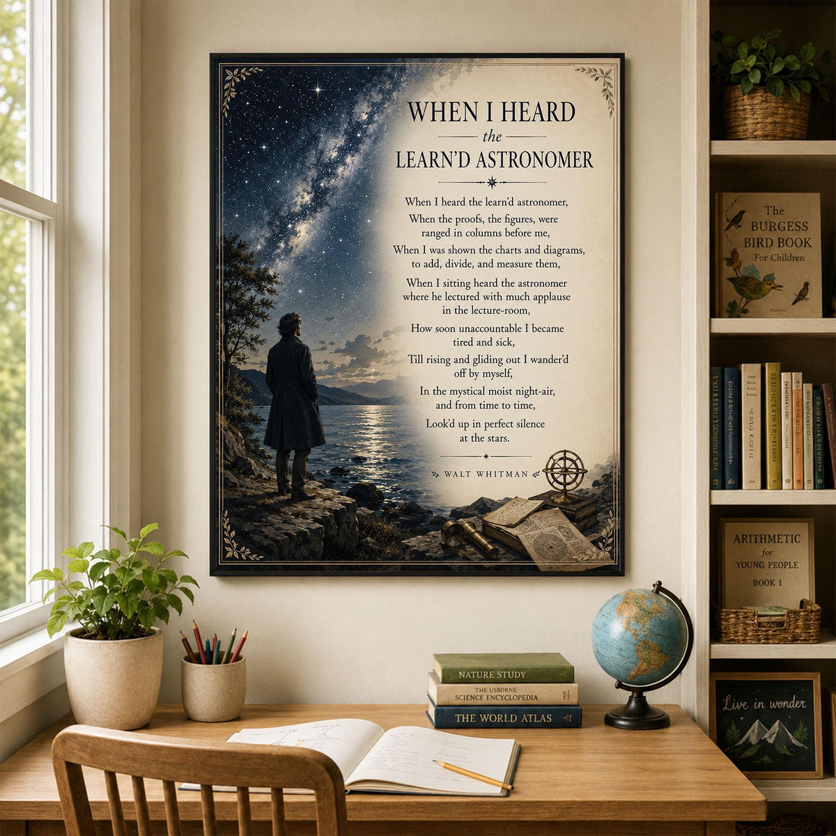 When I Heard The Learnd Astronomer Walt Whitman Wall Art Print | Literary Gift | Landscape Home Decor