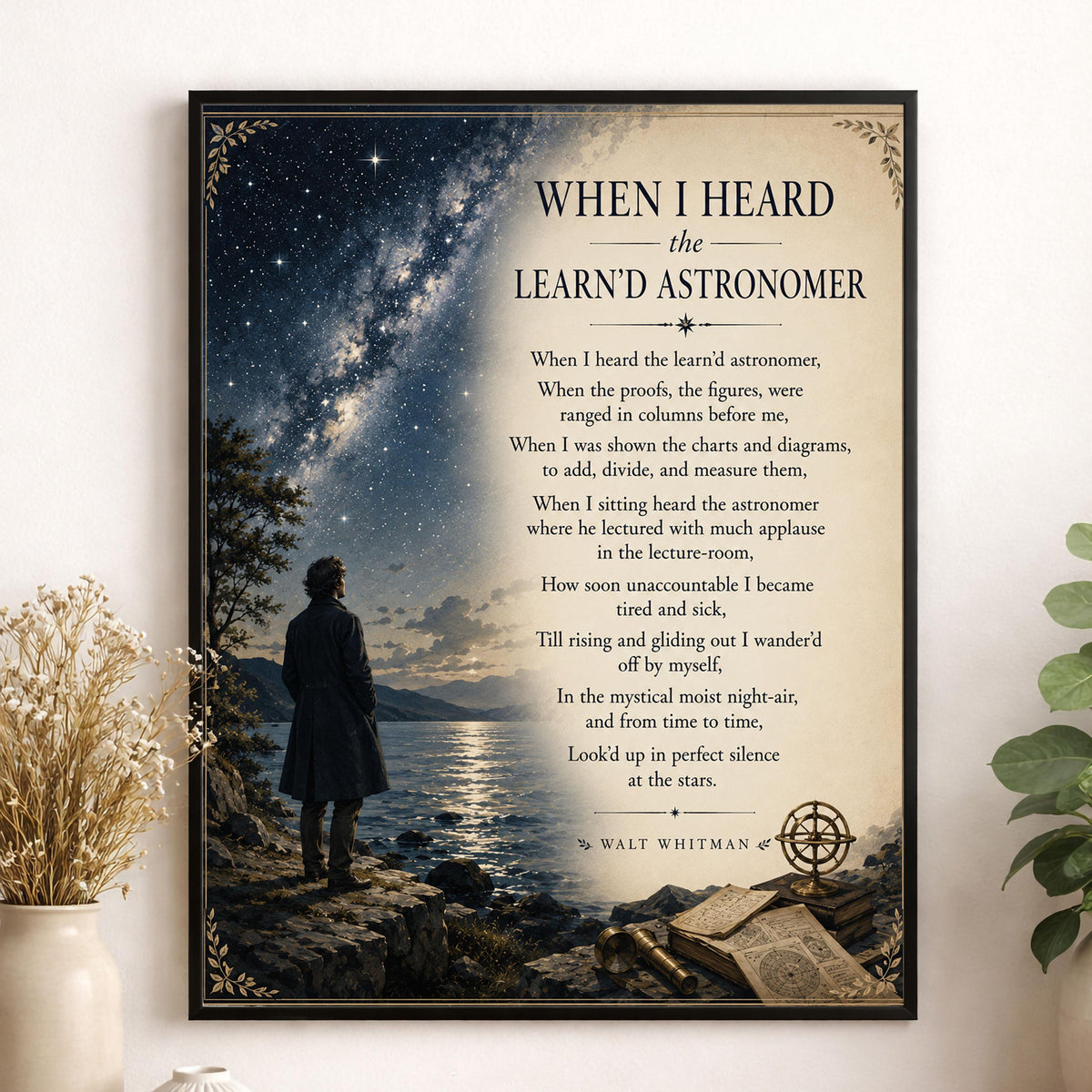 When I Heard The Learnd Astronomer Walt Whitman Wall Art Print | Literary Gift | Landscape Home Decor