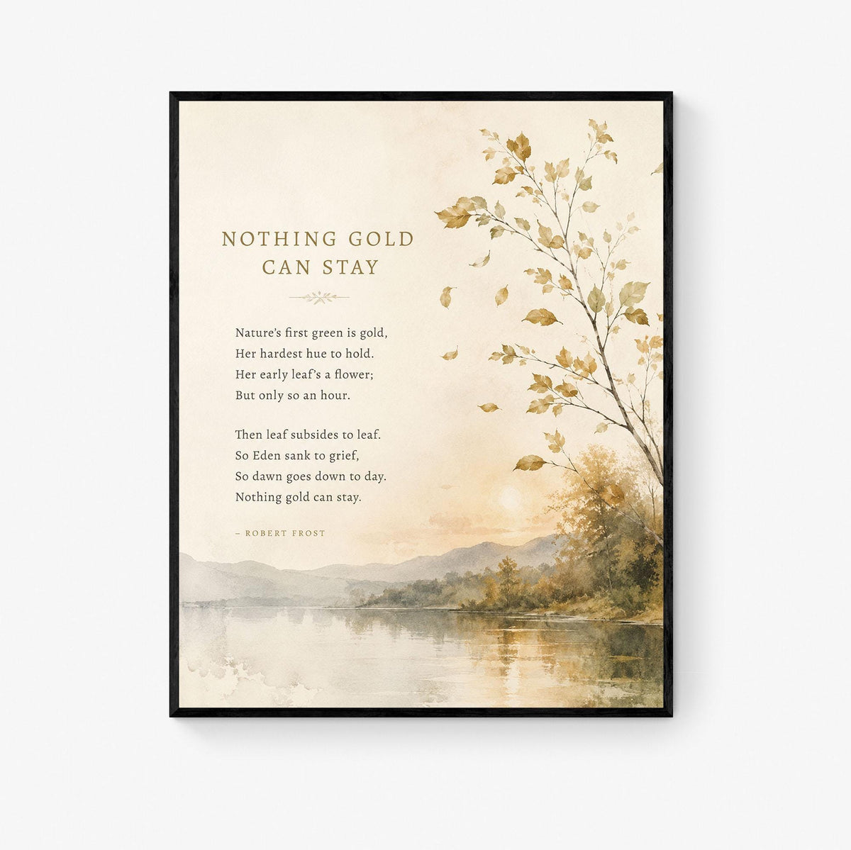 Nothing Gold Can Stay Art Print | Robert Frost | Fall Literature Quote | Thanksgiving Home Decor