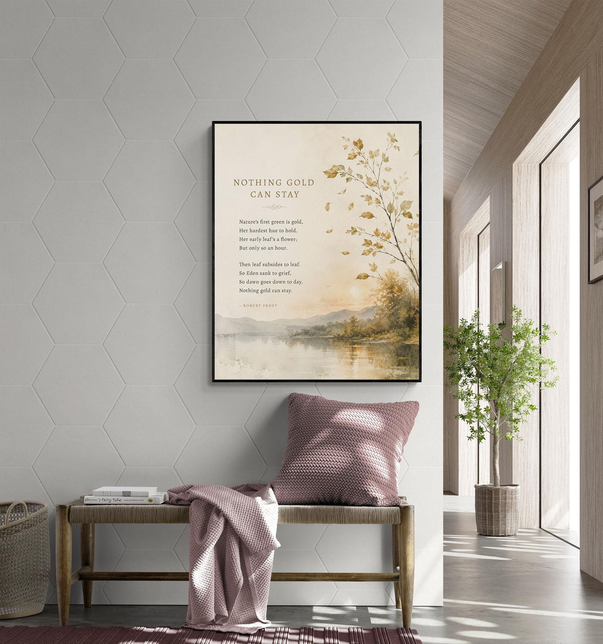 Nothing Gold Can Stay Art Print | Robert Frost | Fall Literature Quote | Thanksgiving Home Decor