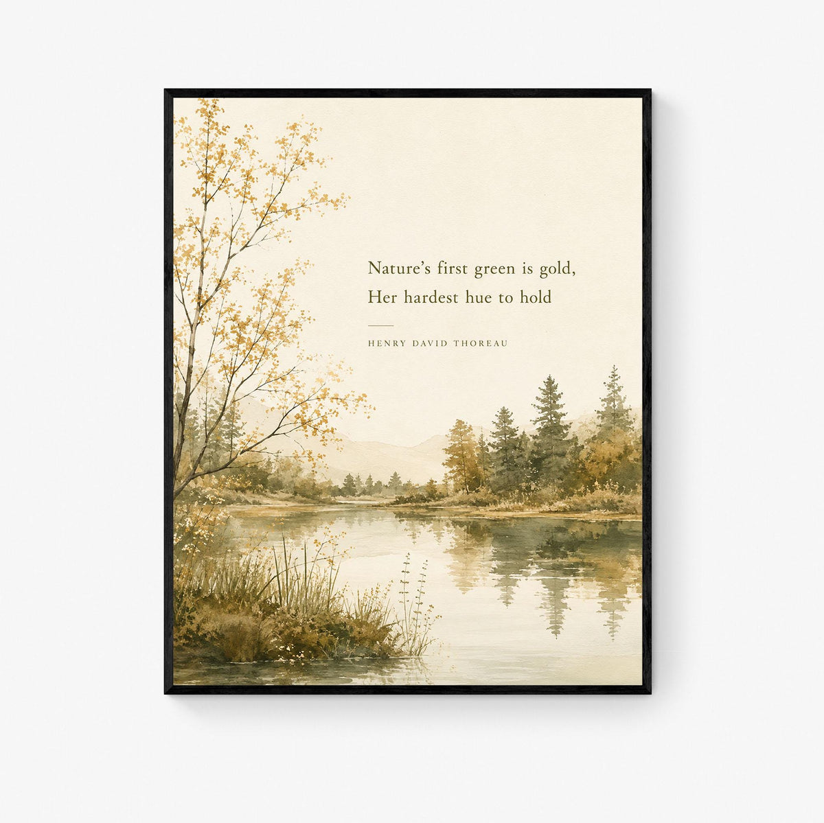 Nature's First Green Is Gold Art Print | Henry David Thoreau | Fall Literature Quote | Thanksgiving Home Decor