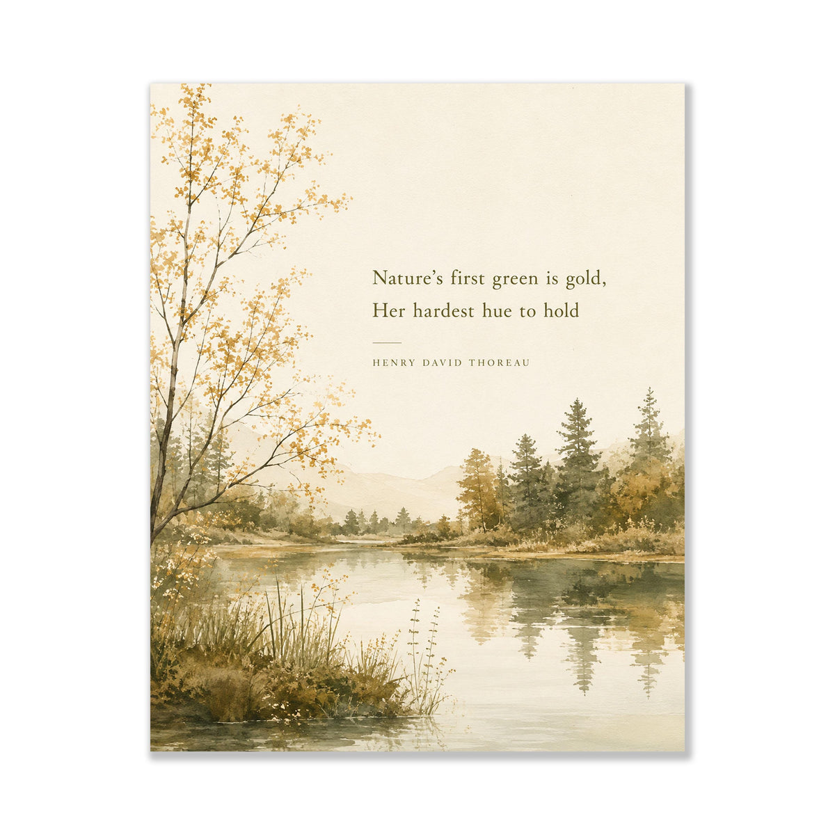 Nature's First Green Is Gold Art Print | Henry David Thoreau | Fall Literature Quote | Thanksgiving Home Decor