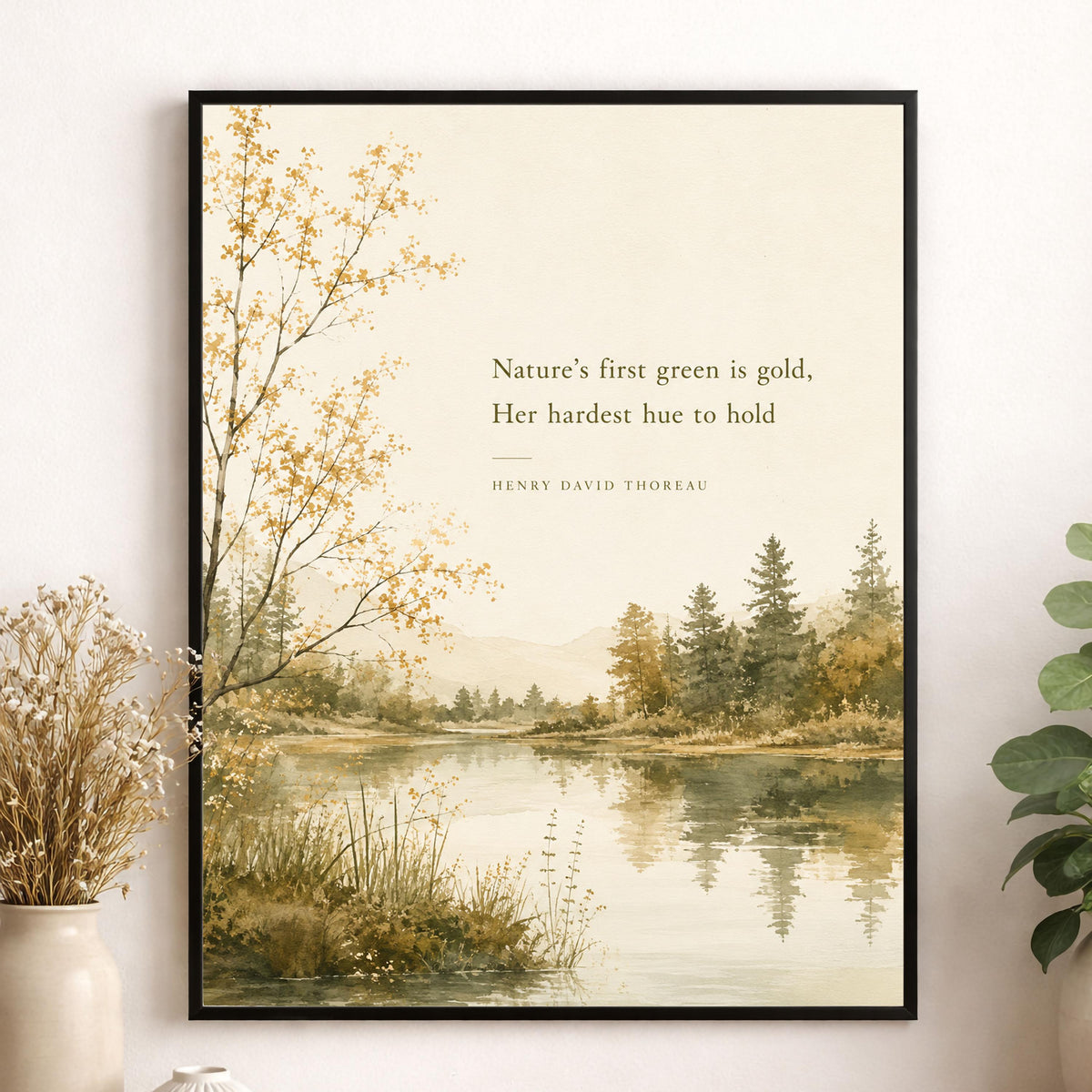 Nature's First Green Is Gold Art Print | Henry David Thoreau | Fall Literature Quote | Thanksgiving Home Decor