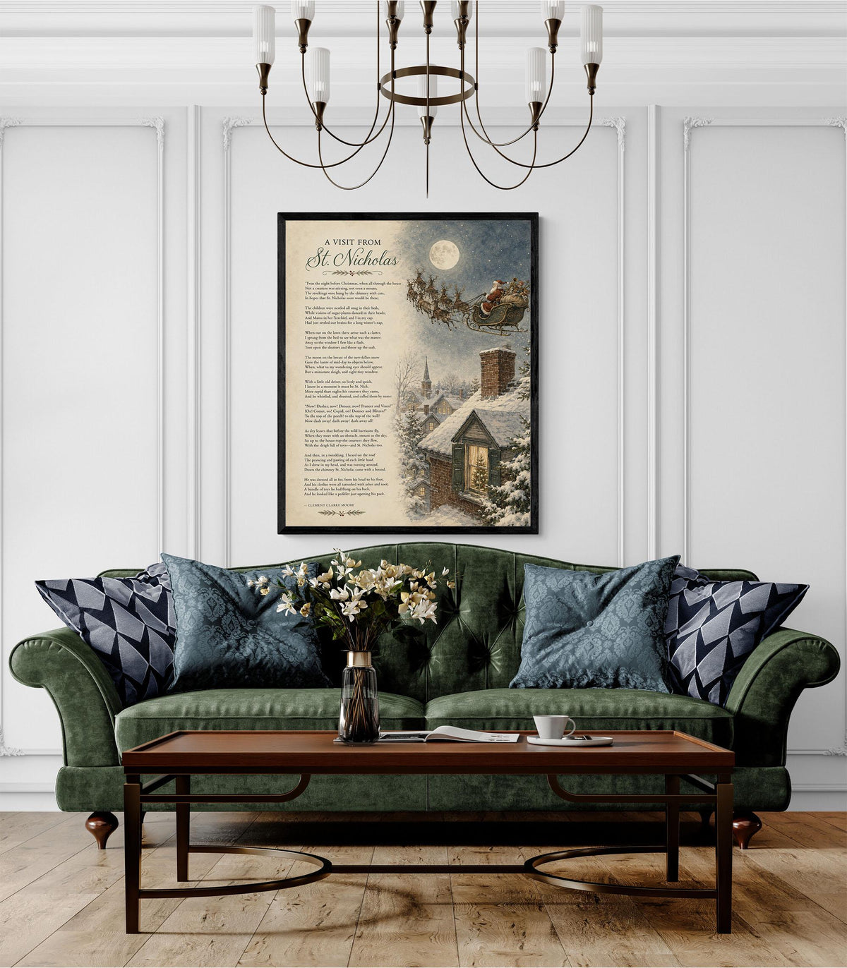 A Visit From St Nicholas Art Print | Clement Clark Moore Christmas Quote | Poetry | Literary | Home Decor