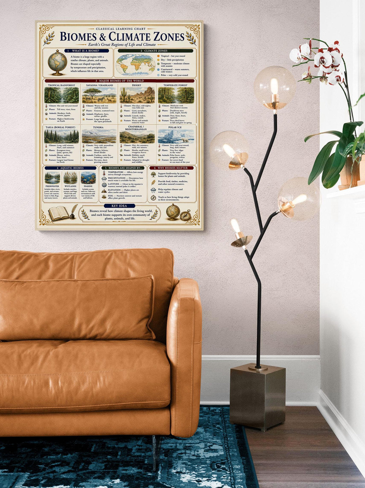 Biomes and Climates Chart Wall Art Print, Classical Learning Poster, Science Teacher Classroom Reference, Homeschool, Study Room Decor