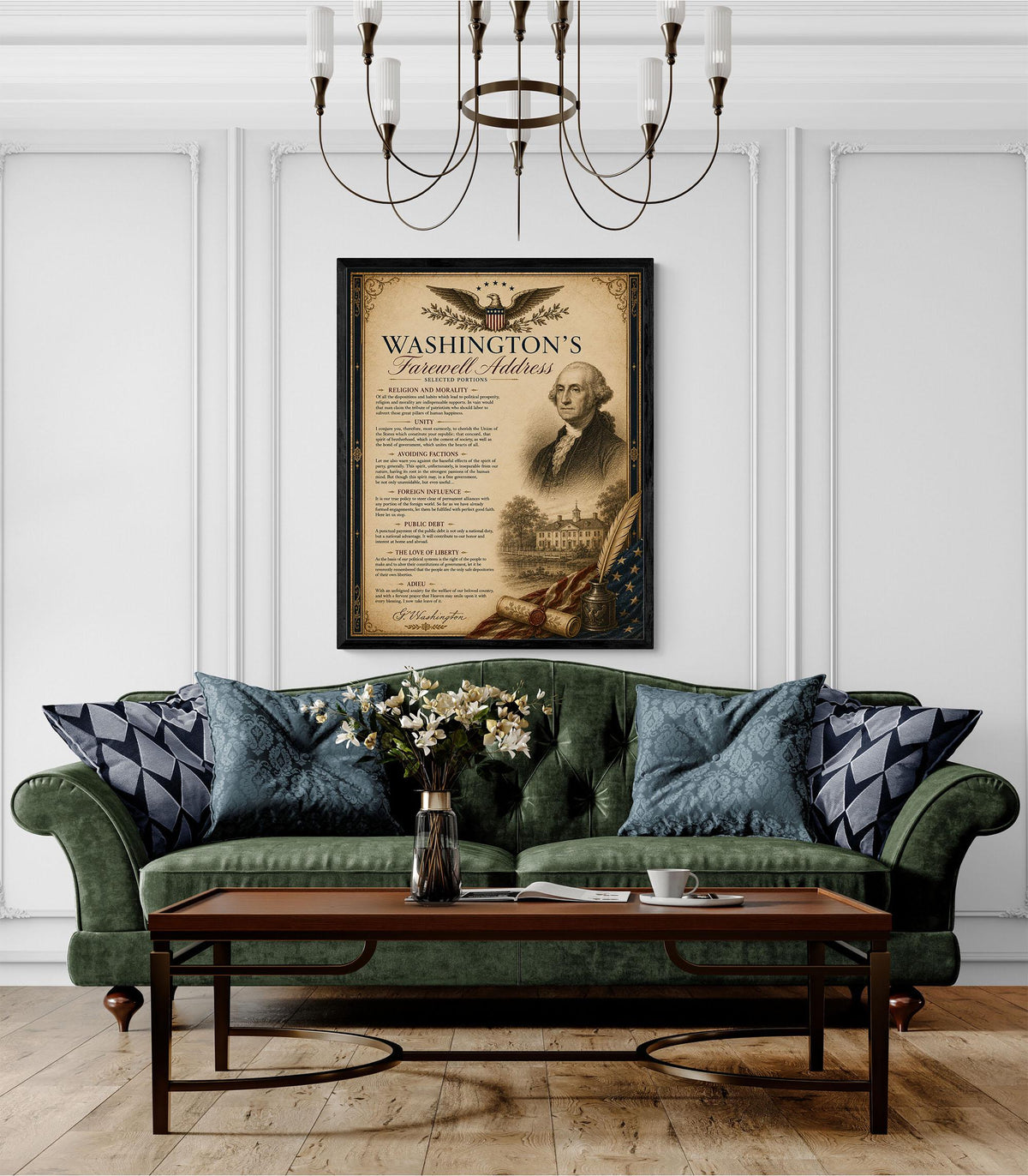 George Washington's Farewell Address Wall Art Print | Historical Americana | Vintage Home Decor