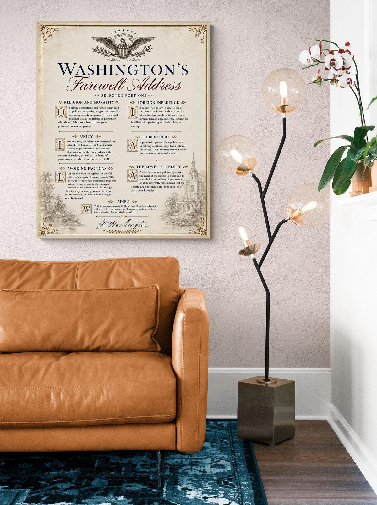 George Washington's Farewell Address Wall Art Print | Americana History | Beige Home Decor