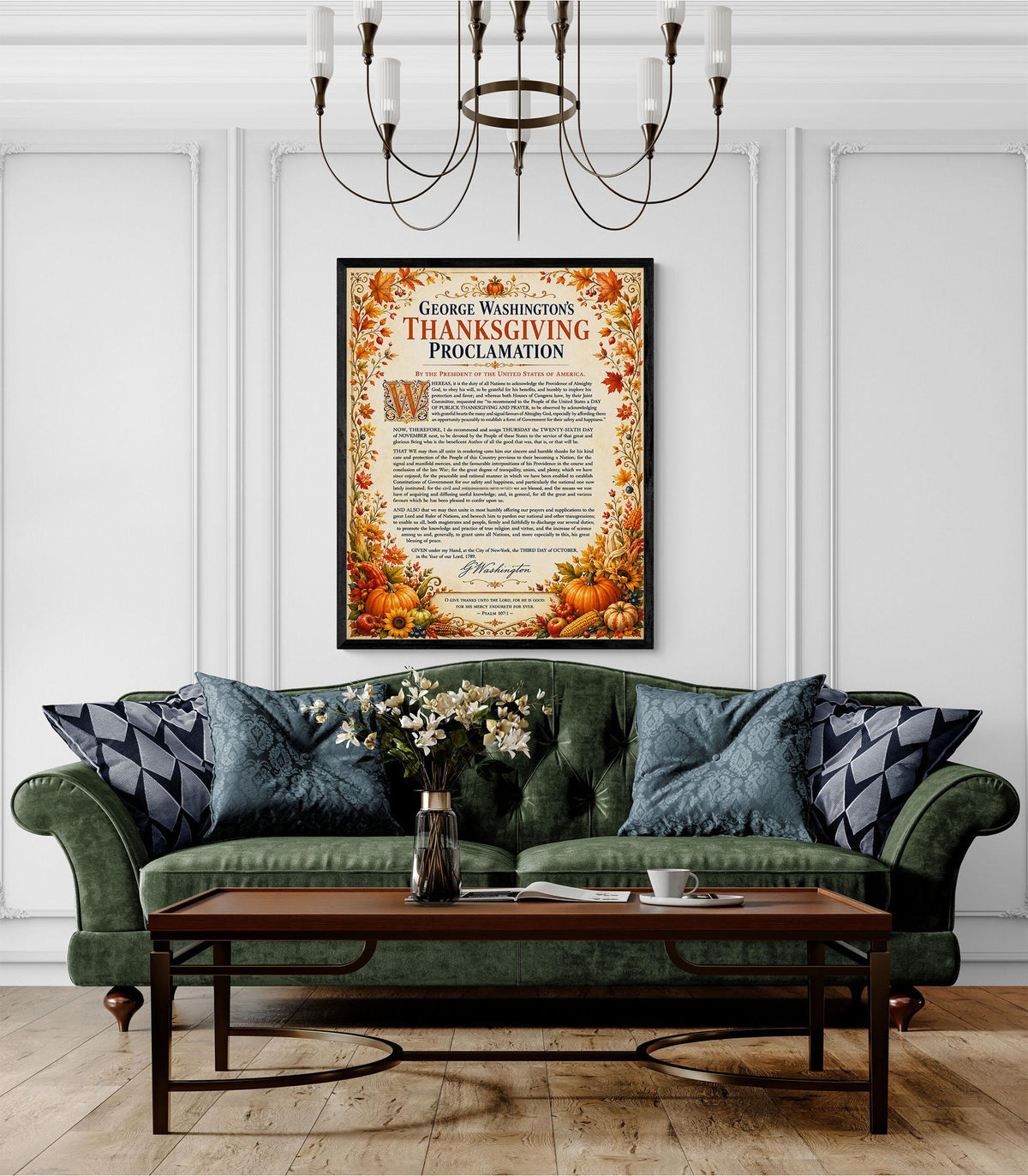 George Washington Thanksgiving Proclamation Art Print | Autumn History Quote | Home Decor