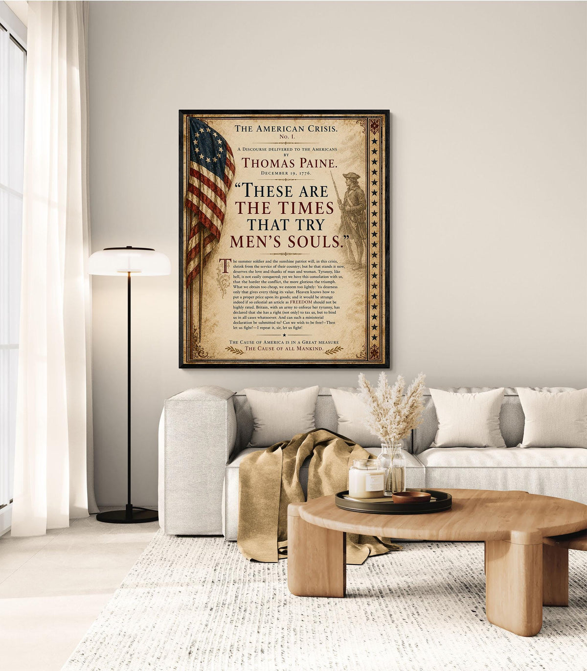 Thomas Paine American Crisis Wall Art Print | Historical Americana | Civics Classroom | Patriotic Home Decor