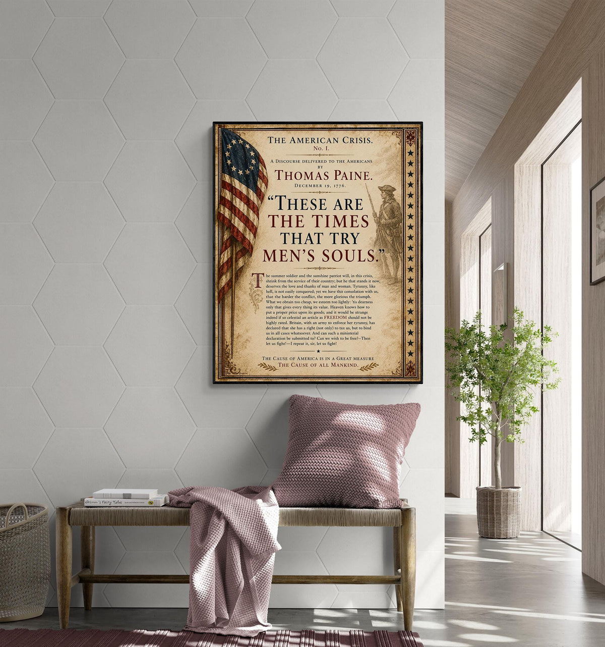 Thomas Paine American Crisis Wall Art Print | Historical Americana | Civics Classroom | Patriotic Home Decor