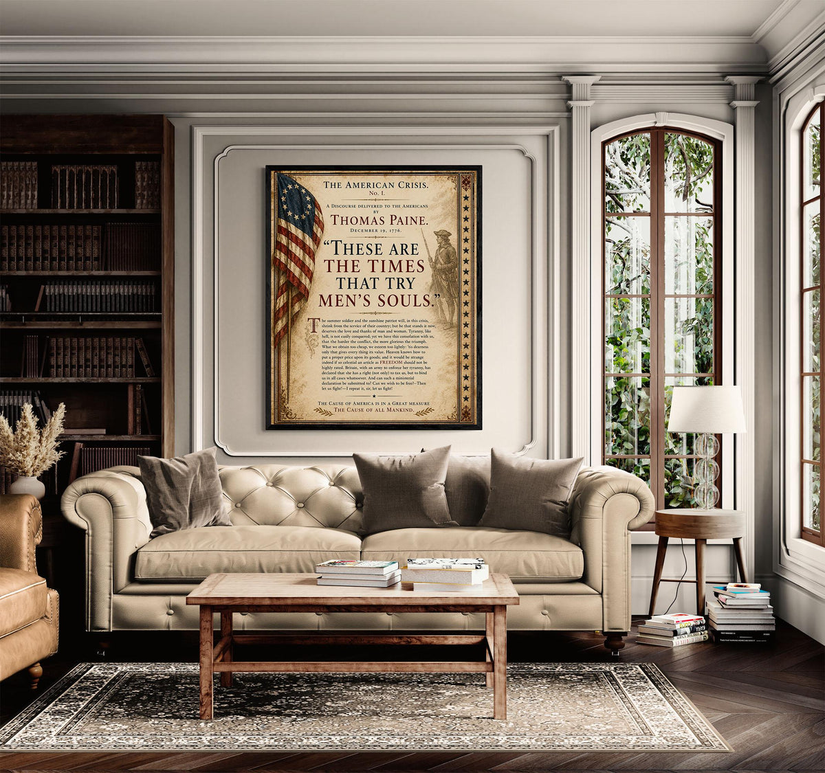 Thomas Paine American Crisis Wall Art Print | Historical Americana | Civics Classroom | Patriotic Home Decor