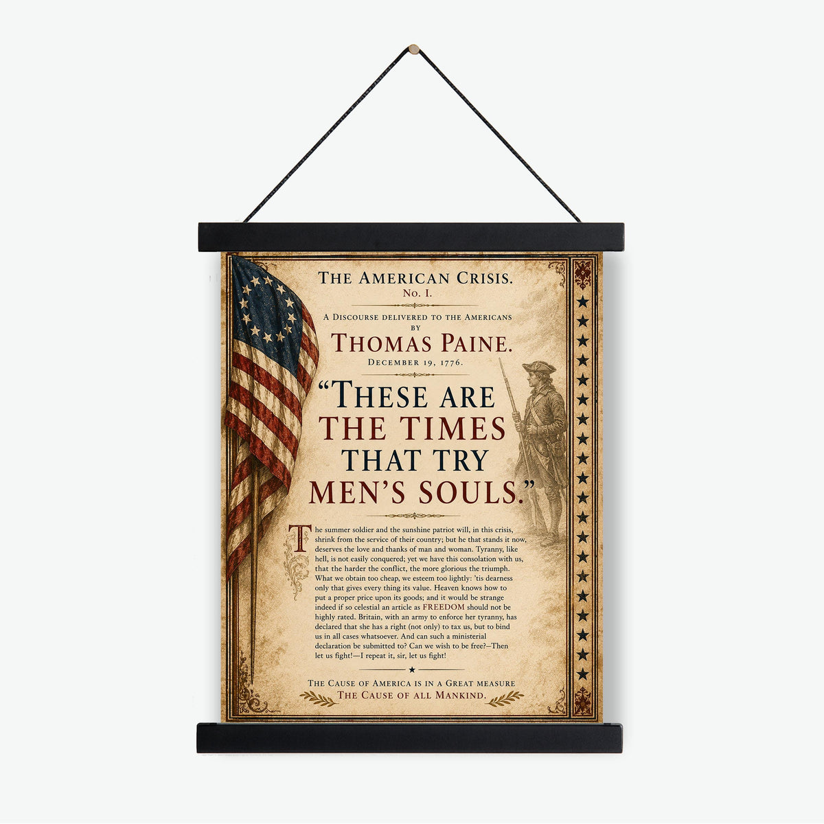 Thomas Paine American Crisis Wall Art Print | Historical Americana | Civics Classroom | Patriotic Home Decor
