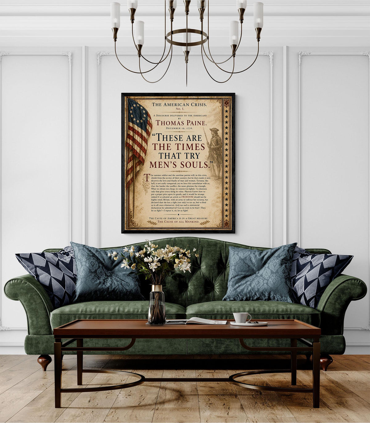 Thomas Paine American Crisis Wall Art Print | Historical Americana | Civics Classroom | Patriotic Home Decor