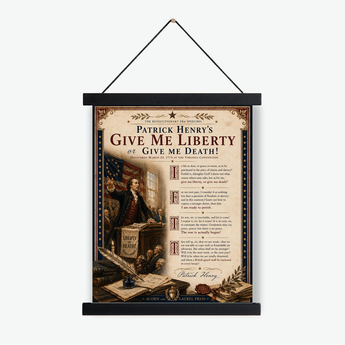 Give Me Liberty Wall Art Print | Patrick Henry Speech | American Revolution | History | Vintage Patriotic Home Decor