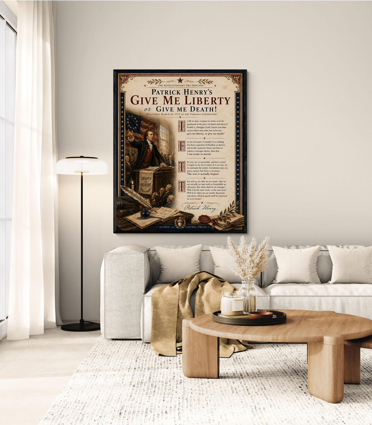 Give Me Liberty Wall Art Print | Patrick Henry Speech | American Revolution | History | Vintage Patriotic Home Decor