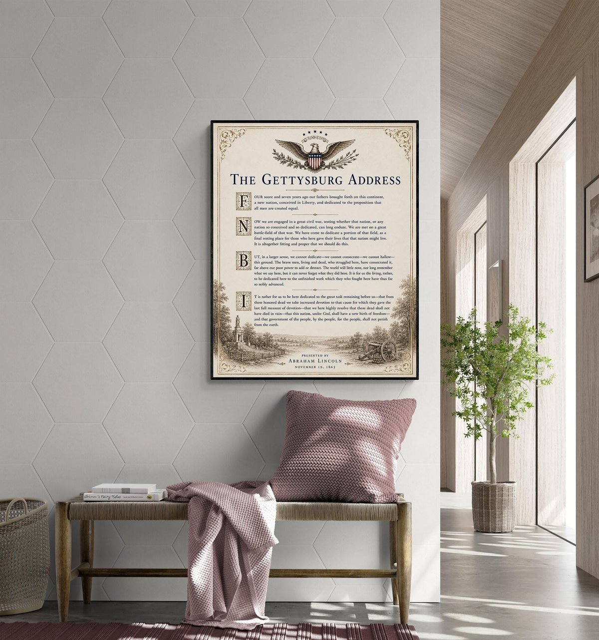 Gettysburg Address Wall Art Print | Abraham Lincoln | American Civil War | History Patriotic Home Decor