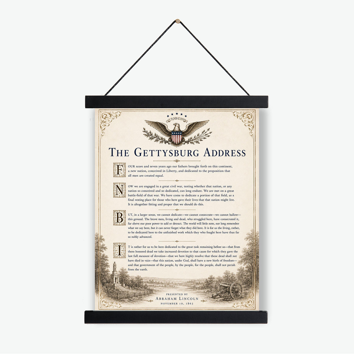 Gettysburg Address Wall Art Print | Abraham Lincoln | American Civil War | History Patriotic Home Decor
