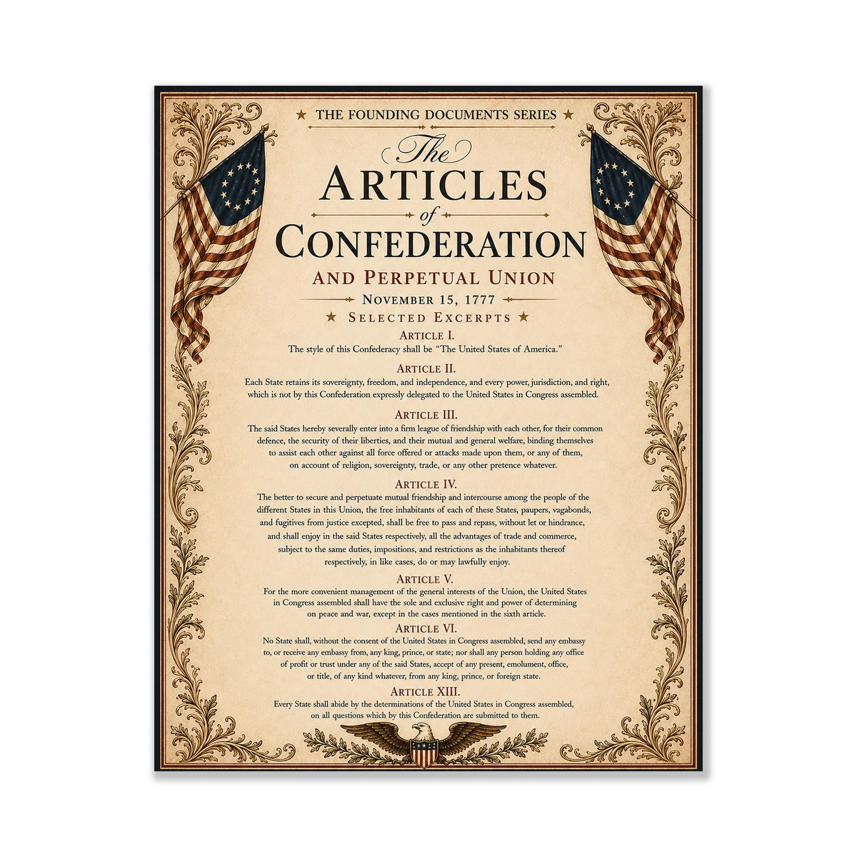 Articles of Confederation Wall Art Print | Historical Americana | Vintage History Home Decor