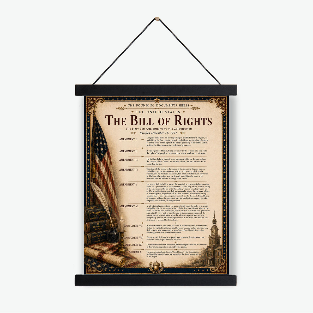 Bill of Rights Wall Art Print | American Constitutional Amendments | Civics Classroom | Freedom Patriotic Home Decor