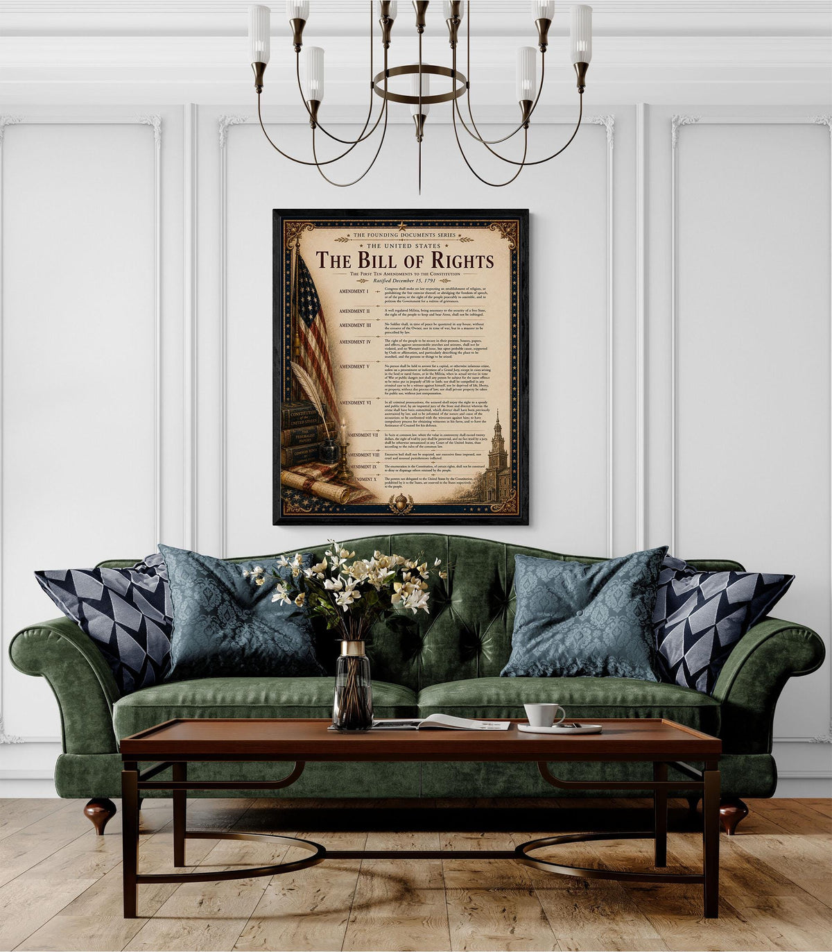 Bill of Rights Wall Art Print | American Constitutional Amendments | Civics Classroom | Freedom Patriotic Home Decor