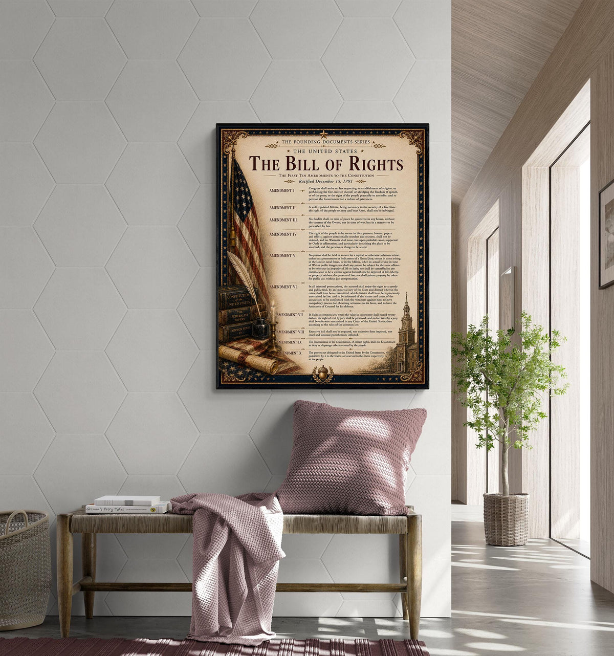 Bill of Rights Wall Art Print | American Constitutional Amendments | Civics Classroom | Freedom Patriotic Home Decor