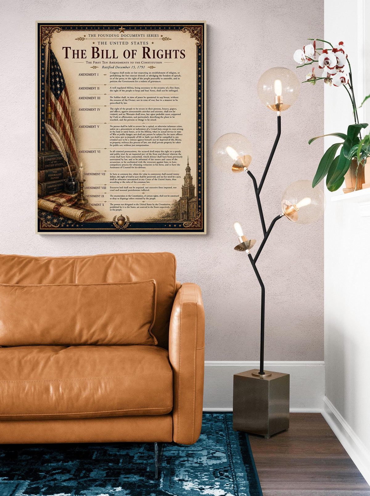 Bill of Rights Wall Art Print | American Constitutional Amendments | Civics Classroom | Freedom Patriotic Home Decor
