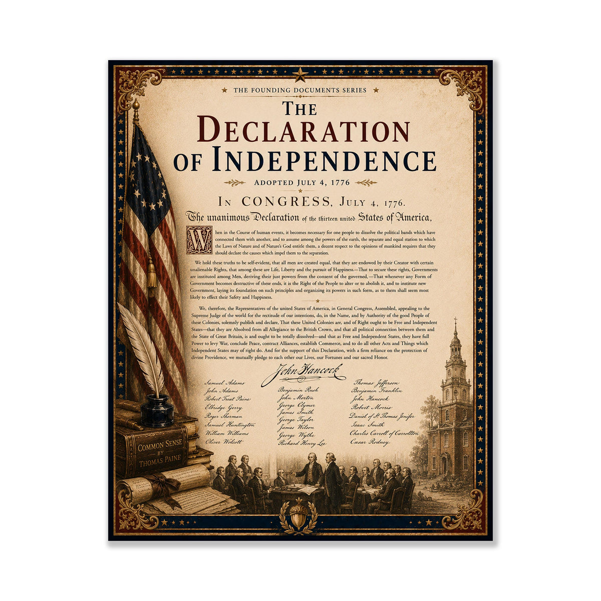 Declaration of Independence Wall Art Print | American Revolution | Founding Documents Home Decor