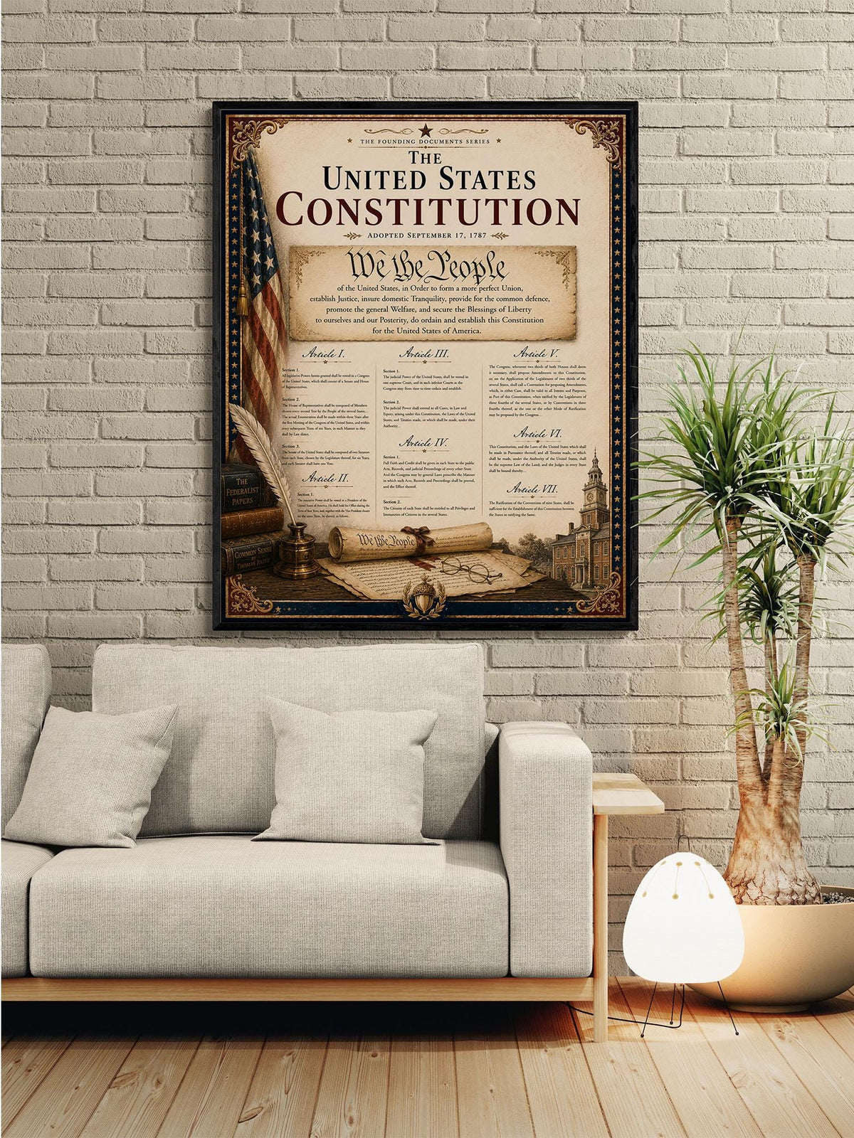 US Constitution Wall Art Print | American Civics Classroom | Freedom Patriotic Home Decor
