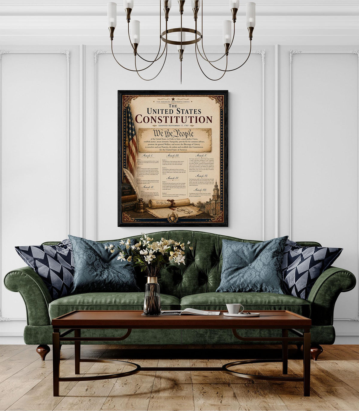 US Constitution Wall Art Print | American Civics Classroom | Freedom Patriotic Home Decor
