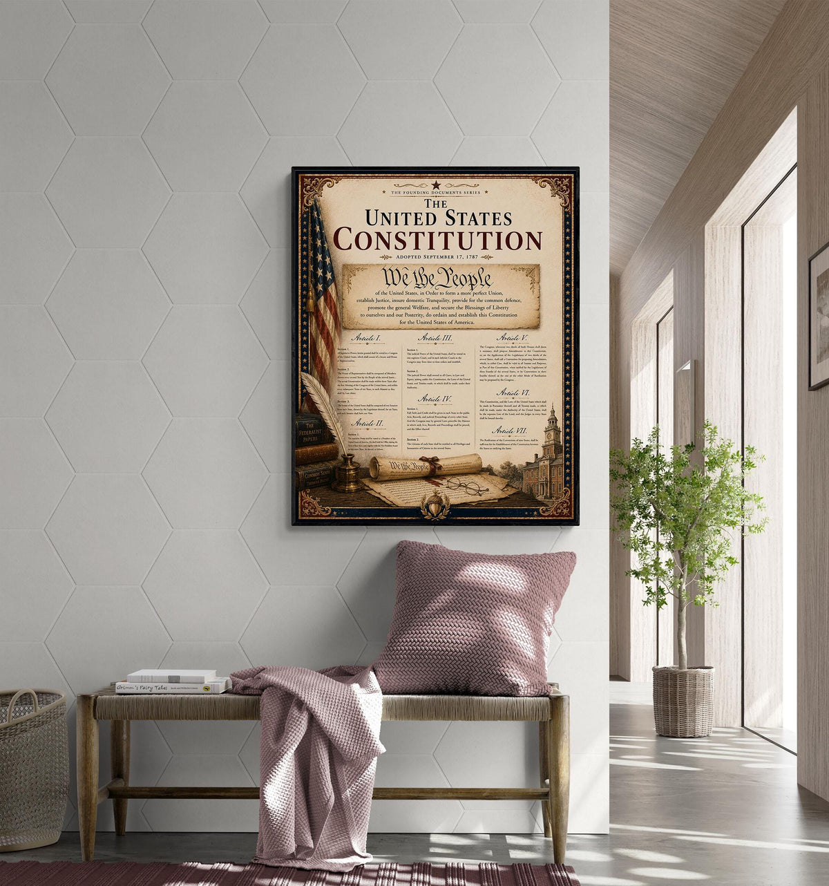 US Constitution Wall Art Print | American Civics Classroom | Freedom Patriotic Home Decor