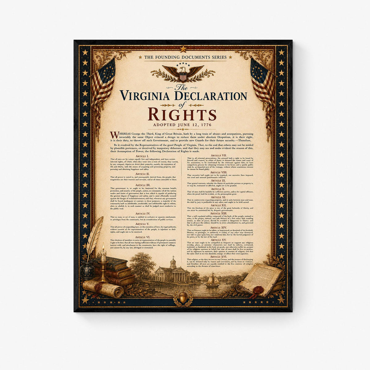 Virginia Declaration of Rights Wall Art Print | Historical Americana | Vintage History Home Decor