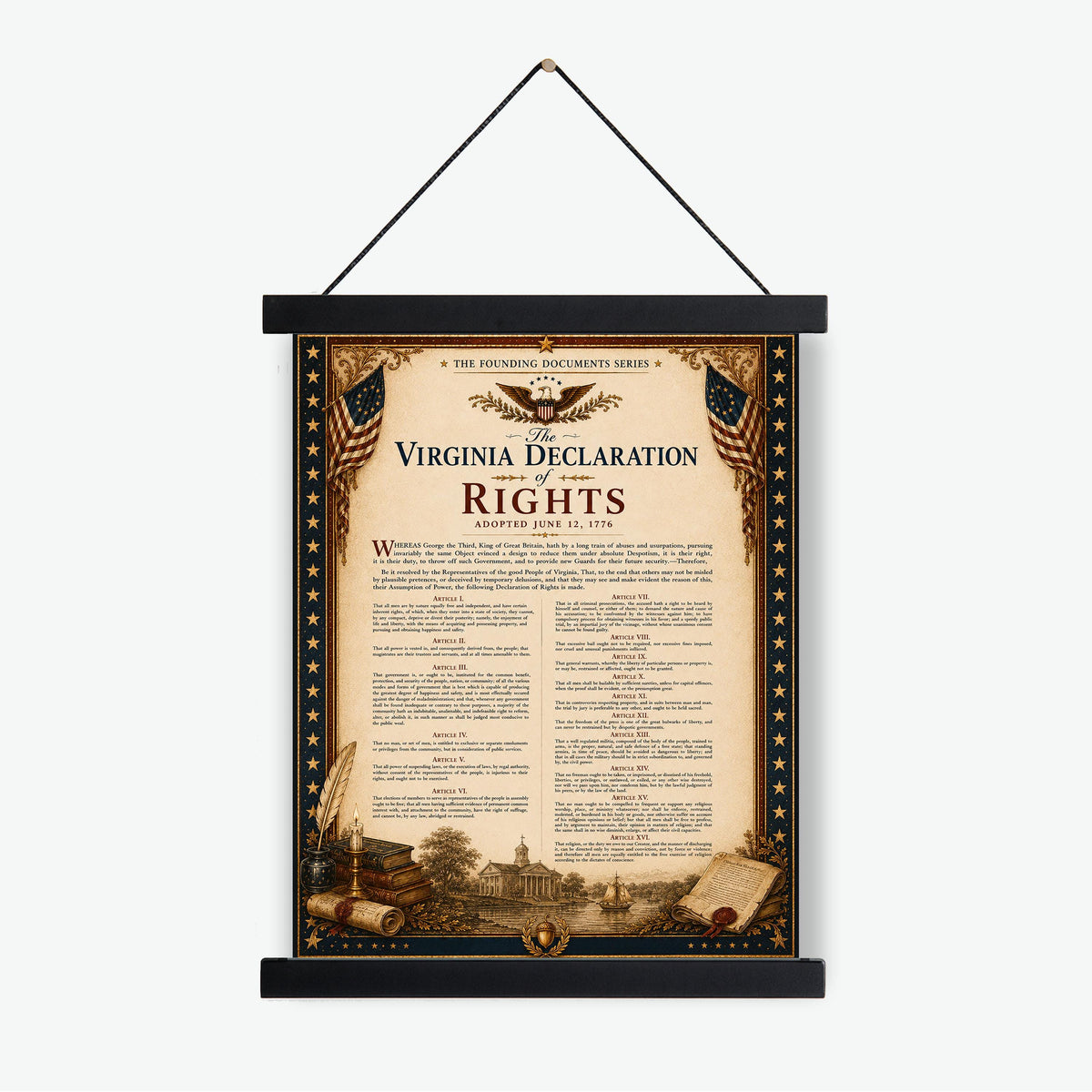 Virginia Declaration of Rights Wall Art Print | Historical Americana | Vintage History Home Decor