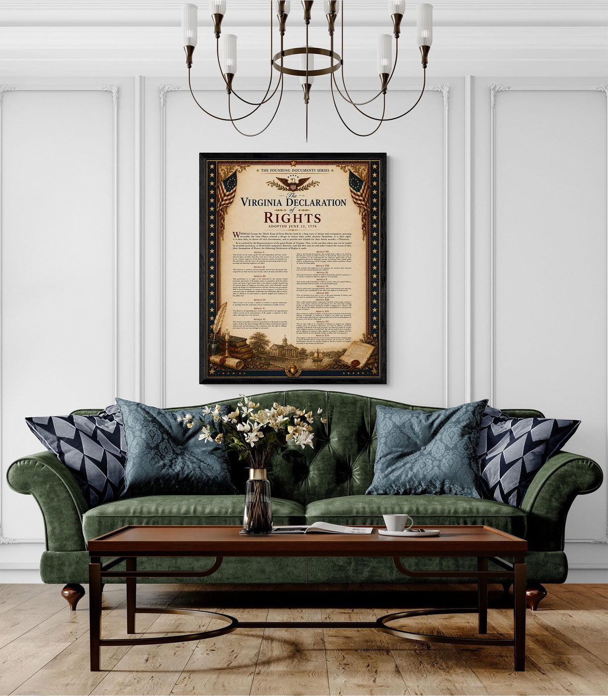 Virginia Declaration of Rights Wall Art Print | Historical Americana | Vintage History Home Decor