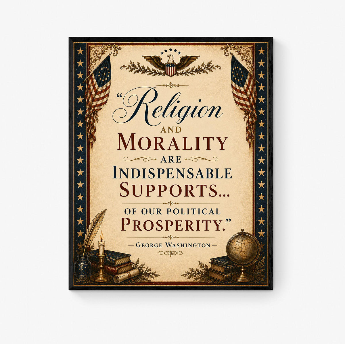 Religion And Morality Art Print | George Washington Quote | American History | USA Home Decor