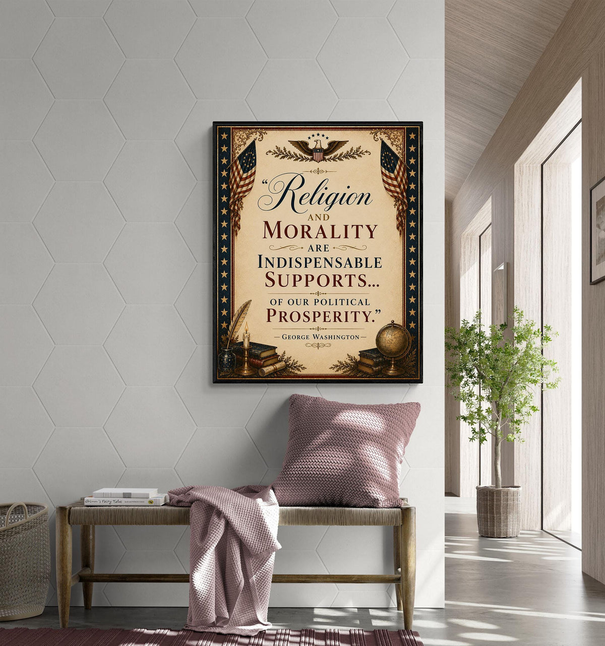Religion And Morality Art Print | George Washington Quote | American History | USA Home Decor