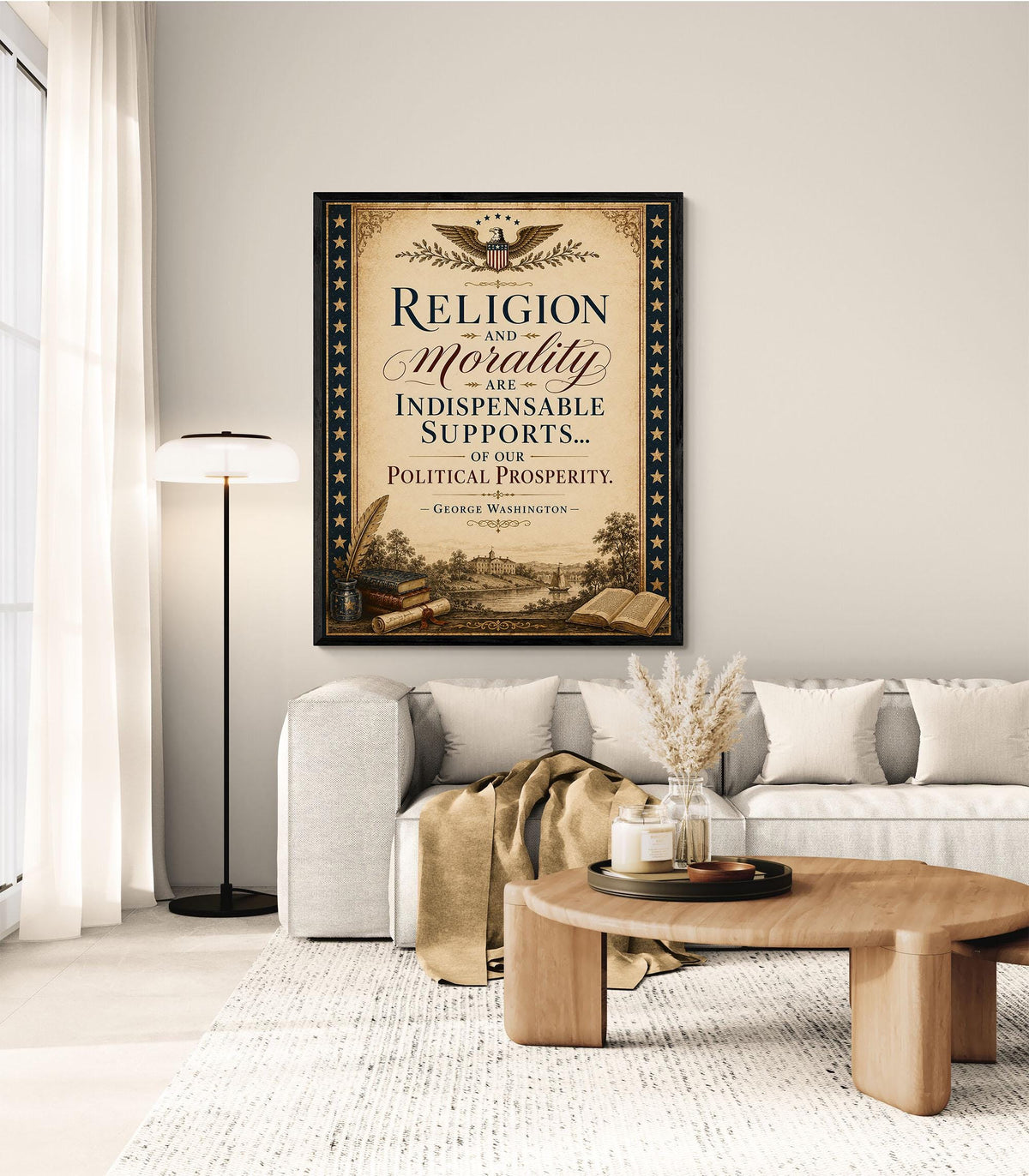 Religion & Morality Art Print | George Washington Quote | American History | USA Home Decor
